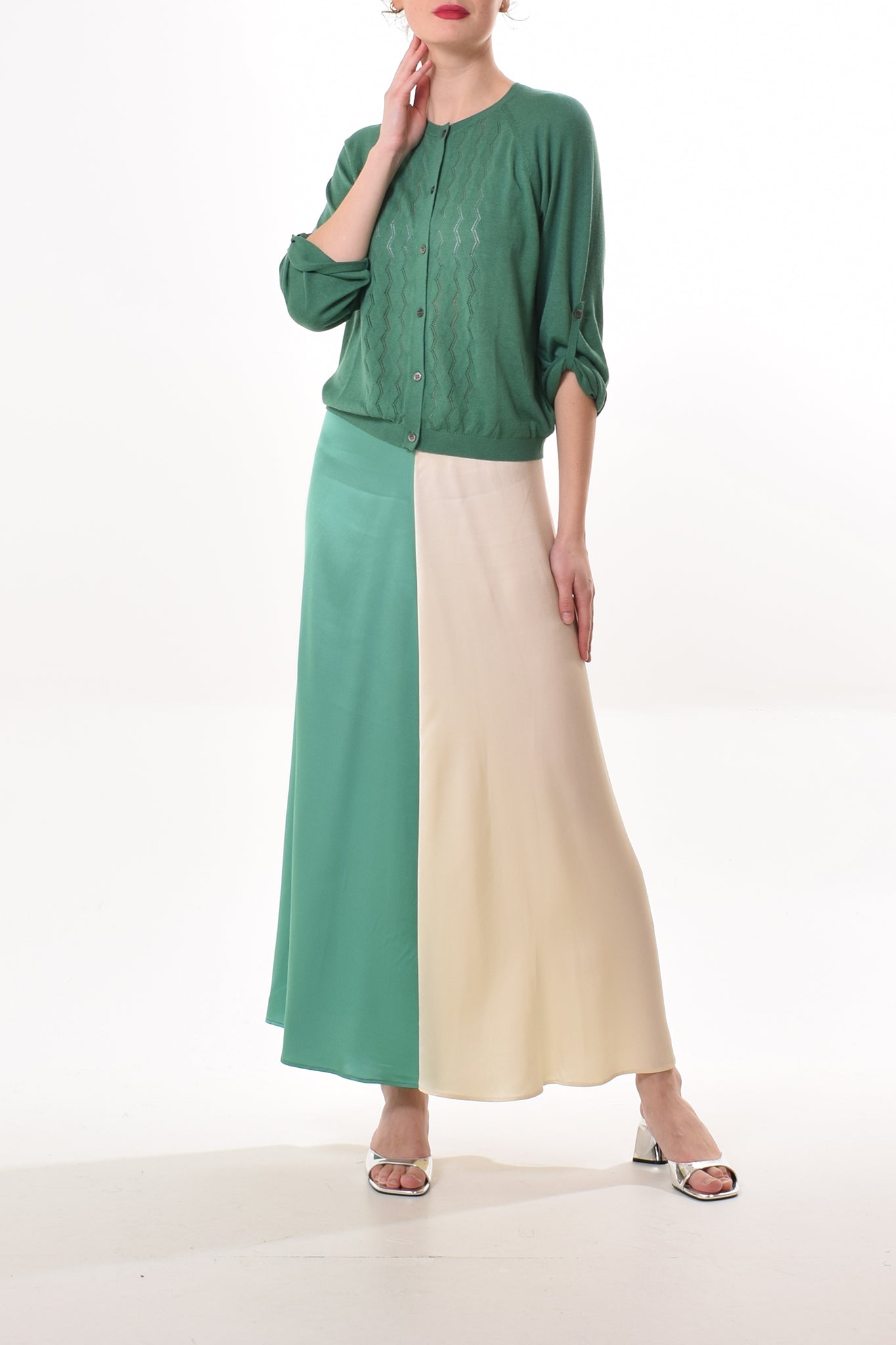 Flores skirt in Ecru/Green
