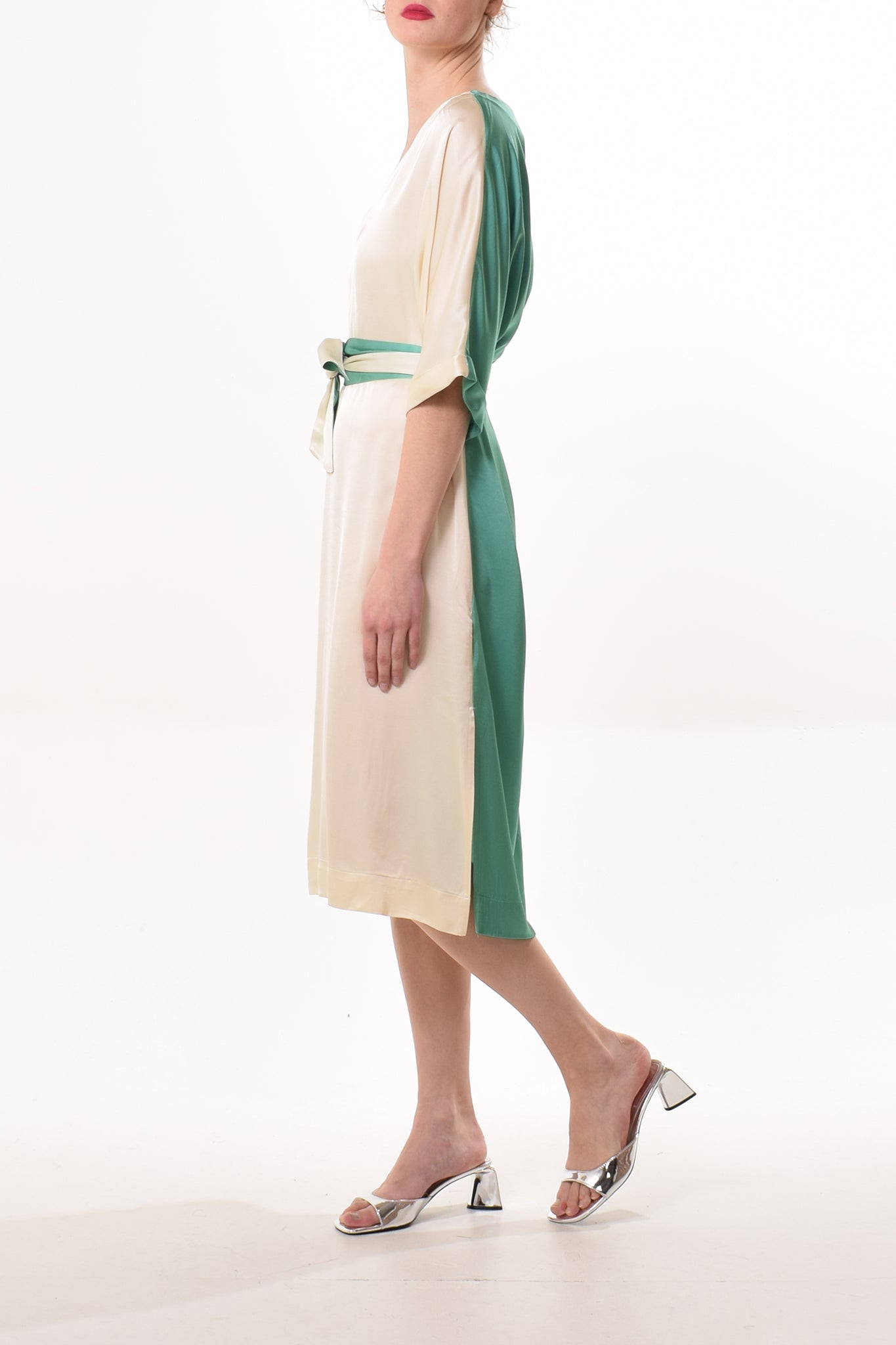 Trento dress in Ecru/Green