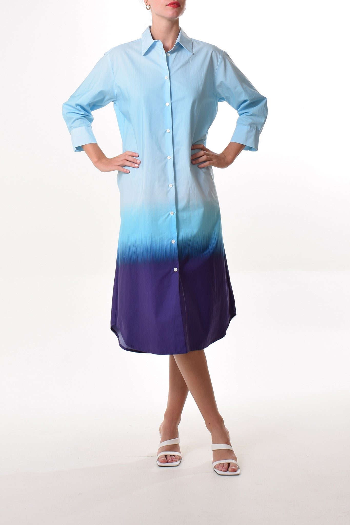 Taba dress in Sea (Lecil print cotton)