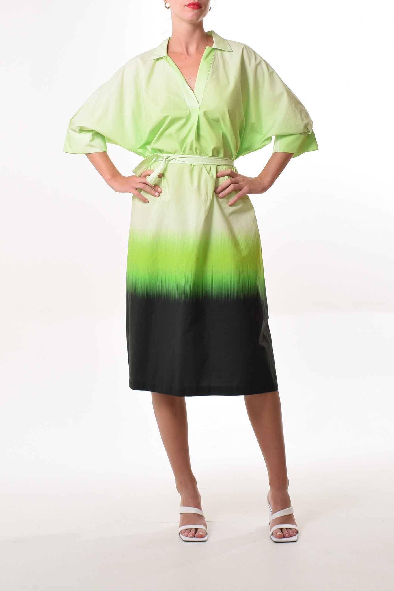 Tavira dress in Green (Lecil print cotton)