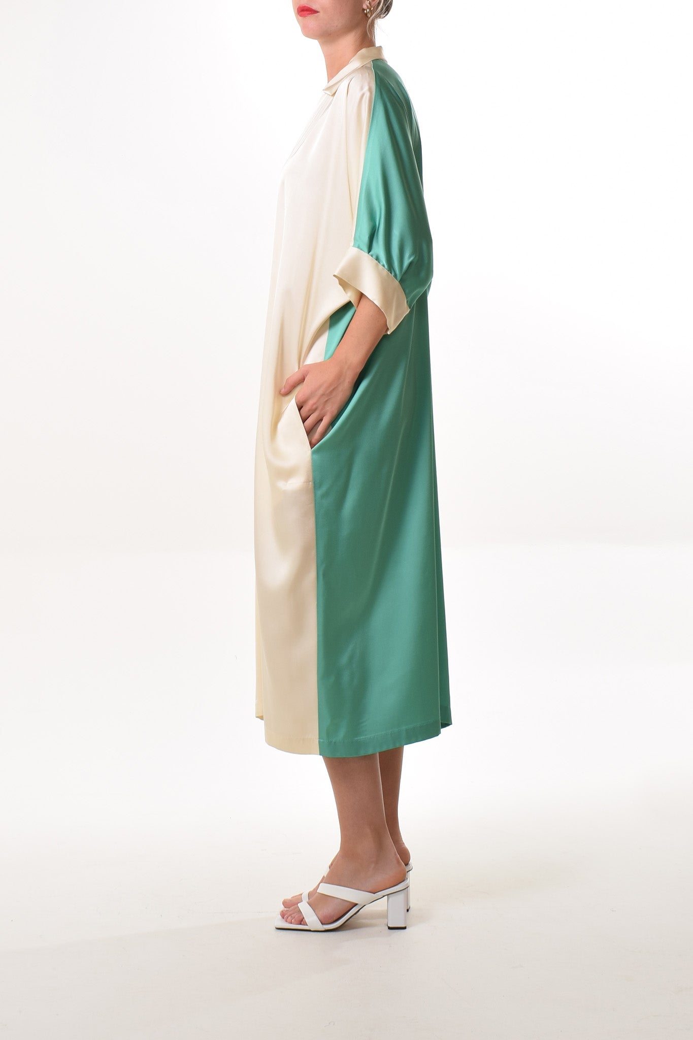 Tavira dress in Ecru/Green